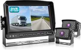"eRapta" belaidis galinio vaizdo kamerų rinkinys, 7 colių HD 1080P kilpinio įrašymo monitorius su 2 galinio vaizdo kameromis, atsparus vandeniui IP69K, 152° apžvalga