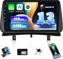 [4+64G] SIXWIN Android 13 Autoradio mit CarPlay/Android Auto/Mirror Link für Renault Clio 3 2005-2014,9 Zoll HD Touchscreen Unterstützt WiFi GPS Bluetooth 5.0 FM/RDS 32EQ+Rückfahrkamera