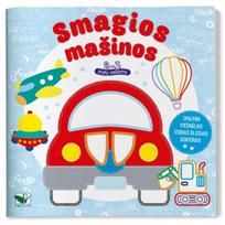 Smagios mašinos. 2-3 metų vaikams. Storais blizgiais kontūrais