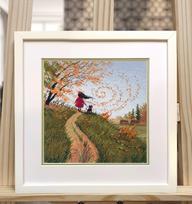 Kryželiu siuvinėjimo rinkinys „Rudens vėjas“, 18 × 18 cm – rudeniškas motyvas namų dekorui