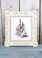 Klasikinis kryželių siuvinėjimo rinkinys „Verpimo ratelis“ 13×11 cm – pradedantiesiems