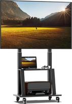 "Duiliuuu Rolling TV Stand", nešiojamasis televizoriaus krepšelis ant ratukų 32-75 colių televizoriui, mobilus televizoriaus stovas su lentyna, reguliuojamo aukščio, išlaiko iki 130 kg, Vesa 600 × 400