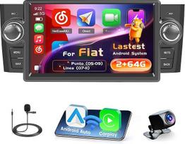 "Inefala Android 15" radijo imtuvas "Fiat Punto"(05-09)/Linea(07-11) 2+64G su belaidžiu "CarPlay" "Android" automobiliui, 7 colių ekranas su EQ 26UI FM RDS GPS Bluetooth WiFi SWC AHD atbulinės eigos kamera