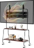 Mobilus televizoriaus vežimėlis "Easel Rolling TV Stand", skirtas nuo 32" iki 75" LCD LED OLED plokščiesiems ekranams Nerūdijančio plieno su ratukais Max VESA 600x400 mm (Dviejų sluoksnių medinė lentyna, su