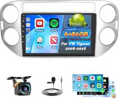 Roinvou 4+64G automobilinis radijas "Android 15" VW Tiguan 2006-2016 Belaidis Carplay Android automobilis, jutiklinio ekrano radijas 9 colių ekranas WiFi GPS Bluetooth 32EQ FM/RDS SWC atbulinės eigos kamera