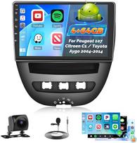 Roinvou 4+64G automobilinis radijas "Android 15", skirtas "Peugeot 107/Citroen C1/Toyota Aygo" 2004-2014 m. Belaidis "Android" automobilis, jutiklinio ekrano radijas 10 colių ekranas WiFi GPS Bluetooth 32EQ FM/RDS SWC atbulinės eigos kamera