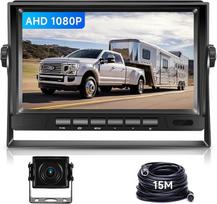 VECHTEL atbulinės eigos kamera automobiliui, AHD 1080P 7 colių LCD monitorius ir rinkinys, galinio vaizdo kamera su 15 m kabeliu, IP69 vandeniui atspari, naktinio matymo, tinka sunkvežimiams, nameliams ant ratų, karavanams