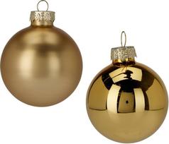 Well Home Set mit 16 Weihnachtskugeln, goldfarben, Ø3,5 cm, glänzend und matt