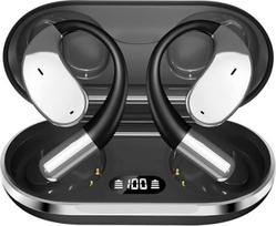"Caijin" belaidės "Bluetooth" sportinės ausinės su "Bluetooth 5.4" technologija, atviro ausies kablio dizainas, galingi bosai, ENC triukšmo slopinimas, atsparios vandeniui pagal IP54, 60 valandų veikimo laikas (juodos spalvos)
