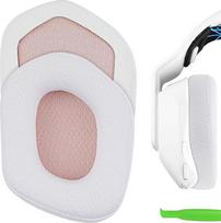 "Geekria" patogūs tinklelio audinio pakaitiniai ausų kilimėliai "Logitech G733 G535 G335" ausinių kilimėliai Ausų kilimėliai Ausų kilimėlių remonto dalys (balta+rožinė)
