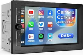 "Haudio" 2 DIN automobilinis radijas su ekranu, 7 colių belaidis "CarPlay Apple Android" automobilis, DAB+ radijas, "Bluetooth Car Play" jutiklinis ekranas su navigacija, GPS, "WiFi", atbulinės eigos kamera, FM/AM/DSP