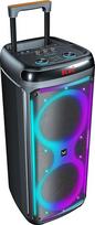 "Majestic Flame T88" "Bluetooth" garsiakalbis su vežimėliu, LED lemputėmis, USB/Micro SD/AUX/MIC, nuotolinio valdymo pultu ir mikrofonu, TWS, įkraunamu akumuliatoriumi, nešiojimo rankena ir transportavimo ratukais