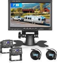 1080P HD atbulinės eigos kamera, 7 colių IPS monitorius, 2 kamerų rinkinys, vandeniui atsparus IP68 IR naktinio matymo atbulinės eigos kamera sunkvežimiams, autobusams, priekaboms, kemperiams ir nameliams ant ratų, 10 m kabelis + 15 m kabelis