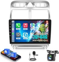 2+64GB Android Autoradio für Peugeot 307 2002-2013, 9 Zoll IPS Touchscreen Radio mit Wireless CarPlay & Android Auto, GPS WiFi Bluetooth DSP + Rückfahrkamera & Mikrofon