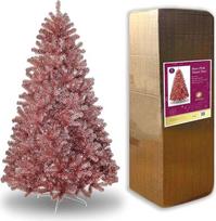 SHATCHI Dirbtinė Kalėdų eglutė 7ft Rose Gold Shiny Tinsel Tips Bushy Look Luxury Hinged Branches Christmas Decoration PVC