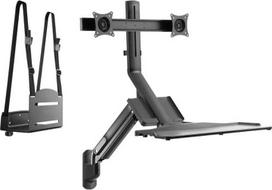 Maclean Dual Monitor Wall Mount and Keyboard, Gas Spring with Computer Mount, for 17"~27" Monitors, MC-633 for P