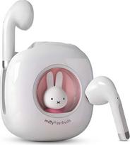 "MiPow x Miffy BT5.3" belaidės ausinės, triušio dizainas, IPX7, 36 valandų trukmės su dėklu, AI ENC triukšmo slopinimas, sportinės/darbo ausinės (pastelinės rožinės spalvos)