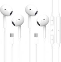 2 pakuotės laidinės USB C ausinės "iPhone 16/15 In-Ear" su integruotu mikrofonu ir garsumo reguliatoriumi Stereo HiFi triukšmo slopinimo ausinės, suderinamos su "iPhone 16/15/Plus/Pro