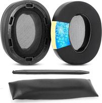 TaiZiChangQin Aušinimo gelio ausų pagalvėlės, suderinamos su "Sony" WH-H900N MDR-100ABN MDR 100ABN ausinėmis Ausų pagalvėlės Proteino odos galvos juosta Atminties putos Juoda