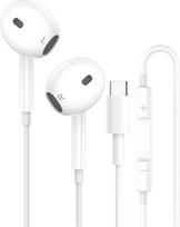 USB C ausinės "iPhone 16", "15 Plus Pro Max", laidinės stereofoninio garso ausinės su mikrofonu ir garsumo reguliatoriumi, izoliuojančios triukšmą, skirtos "Galaxy S24", "S23", "S22", "H-uawei P60