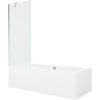Mexen Cube stačiakampė vonia 170 x 80 cm su apdaila ir vienos durų 70 cm atitvara, skaidri, chromuota - 550517080X9507000001