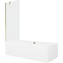 Mexen Cube stačiakampė vonia 170 x 80 cm su apdaila ir vienos dalies 70 cm ekranėliu, skaidri, auksinė - 550517080X9507000050