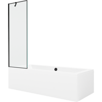 Mexen Cube stačiakampė vonia 170 x 80 cm su apvalkalu ir 1 durų pertvara 60 cm, juodas raštas - 550517080X9506007070