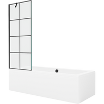 Mexen Cube stačiakampė vonia 170 x 80 cm su apdaila ir vienos dalies sienele 70 cm, juodas raštas - 550517080X9507007077