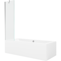Mexen Cube stačiakampė vonia 180 x 80 cm su apdaila ir 1 durų ekranu 50 cm, skaidrus, chromas - 550518080X9505000001
