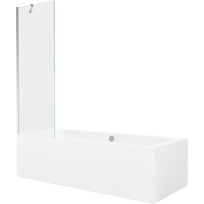 Mexen Cube stačiakampė vonia 180 x 80 cm su apdaila ir vienos dalies širma 60 cm, permatoma, chromuota - 550518080X9506000001