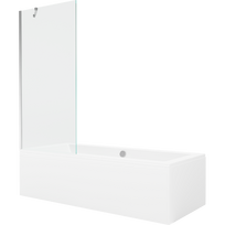 Mexen Cube stačiakampė vonia 180 x 80 cm su apdaila ir vienos dalies 80 cm ekranu, skaidrus, chromas - 550518080X9508000001