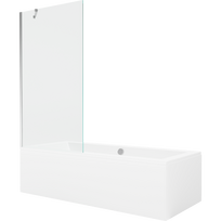 Mexen Cube stačiakampė vonia 180 x 80 cm su apdaila ir vienos durų sienele 90 cm, skaidri, chromas - 550518080X9509000001