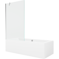 Mexen Cube stačiakampė vonia 180 x 80 cm su apdaila ir vienerių durų sienele 100 cm, skaidri, chromuota - 550518080X9510000001