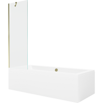 Mexen Cube stačiakampė vonia 180 x 80 cm su apdaila ir 1-durų ekranu 60 cm, skaidrus, auksinis - 550518080X9506000050
