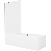 Mexen Cube stačiakampė vonia 180 x 80 cm su apdaila ir 1-durų pertvara 100 cm, permatoma, auksinė - 550518080X9510000050