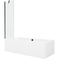 Mexen Cube stačiakampė vonia 180 x 80 cm su apdaila ir viengubomis durimis, 50 cm, permatoma, juoda - 550518080X9505000070