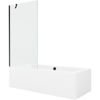 Mexen Cube stačiakampė vonia 180 x 80 cm su dangteliu ir 1-durų ekranu 90 cm, skaidrus, juodas - 550518080X9509000070