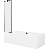 Mexen Cube stačiakampė vonia 180 x 80 cm su danga ir vieno sparno 50 cm pertvara, juodas raštas - 550518080X9505007070