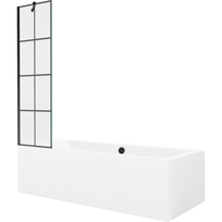 Mexen Cube stačiakampė vonia 180 x 80 cm su apdaila ir 1-durio užtvaru 50 cm, juodas raštas - 550518080X9505007077