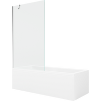 Mexen Cubik stačiakampė vonia 150 x 70 cm su apdaila ir vieno sparno pertvara 100 cm, skaidri, chromuota - 550315070X9510000001