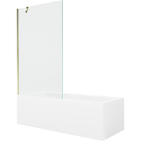 Mexen Cubik stačiakampė vonia 150 x 70 cm su korpusu ir 1-durio širma 100 cm, skaidri, auksinė - 550315070X9510000050