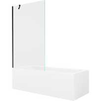 Mexen Cubik stačiakampė vonia 150 x 70 cm su korpusu ir 1-durų širma 100 cm, skaidri, juoda - 550315070X9510000070