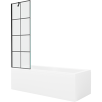 Mexen Cubik stačiakampė vonia 150 x 70 cm su apdaila ir 1-durų sieneliu 60 cm, juodas raštas - 550315070X9506007077