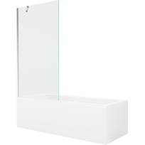 Mexen Cubik stačiakampė vonia 160 x 70 cm su apdaila ir vienos dalies 90 cm ekranu, skaidri, chromuota - 550316070X9509000001