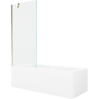 Mexen Cubik stačiakampė vonia 160 x 70 cm su apdaila ir vienos durų ekranu 80 cm, skaidrus, auksinė - 550316070X9508000050