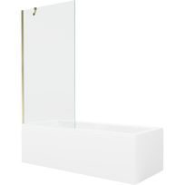 Mexen Cubik stačiakampė vonia 160 x 70 cm su gaubtu ir 1-durimis ekranu 90 cm, skaidrus, auksinis - 550316070X9509000050