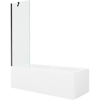 Mexen Cubik stačiakampė vonia 160 x 70 cm su apvalkalu ir 1 durų 60 cm širmos, skaidri, juoda - 550316070X9506000070