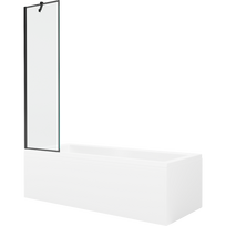Mexen Cubik stačiakampė vonia 160 x 70 cm su apdaila ir vieno sparno 50 cm ekranu, juodas raštas - 550316070X9505007070