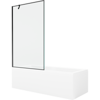 Mexen Cubik stačiakampė vonia 160 x 70 cm su apdaila ir 1-sparnio pertvara 100 cm, juodas raštas - 550316070X9510007070