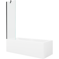 Mexen Cubik stačiakampė vonia 170 x 70 cm su apdaila ir vienos durų širmos 50 cm, permatoma, juoda - 550317070X9505000070